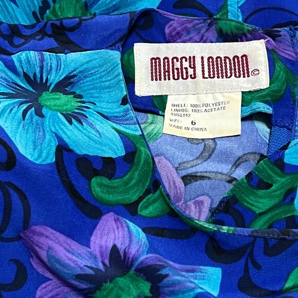 Colorful floral dress in blues and greens - Picture 5 of 5